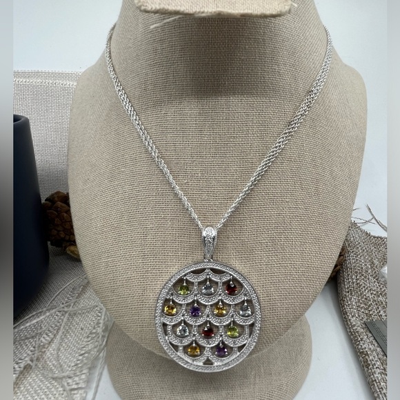 Ross-Simons Sterling Silver Multi-Gemstone Necklace – Vintage Statement Piece - Picture 6 of 17